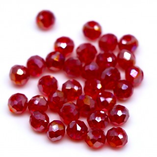 Бусины кастрюли 4*3мм, гранатовый прозрачный с покрытием АВ